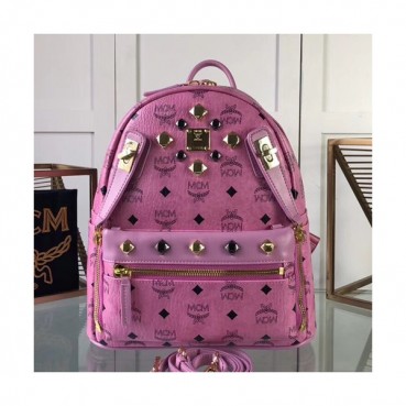 MCM 2019 Dual Stark Visetos Back Pack,26/34cm - 엠씨엠 2019 듀얼 스타크 비세토스 남여공용 백팩 MCMB0166, 26/34cm,핑크