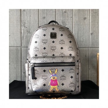MCM 2019 Stark Visetos Canvas Back Pack,17/21/26cm - 엠씨엠 2019 스타크 비세토스 캔버스 남여공용 백팩 MCMB0105, 17/21/26cm,실버