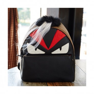 Fendi 2019 Leather Bag Bugs Back Pack ,38CM - 펜디 2019 레더 남여공용 백버그 백팩  FENB0302,38CM,블랙