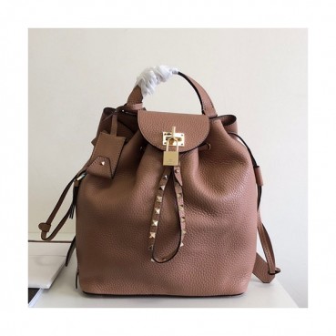 Valentino 2019 Leather Ruckstud Twiny Back Pack ,26CM - 발렌티노 2019 레더 락스터드 트위니 백팩,VTB0234,26CM,브라운