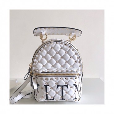 Valentino 2019 Leather VLTN Garavani Ruckstud Spike Mini Back Pack ,20.5CM - 발렌티노 2019 레더 VLTN 가라바니 락스터드 스파이크 미니 백팩,VTB0231,20.5CM,화이트