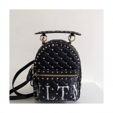 Valentino 2019 Leather VLTN Garavani Ruckstud Spike Mini Back Pack ,20.5CM - 발렌티노 2019 레더 VLTN 가라바니 락스터드 스파이크 미니 백팩,VTB0230,20.5CM,블랙