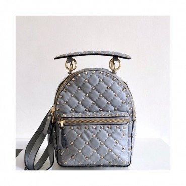Valentino 2019 Leather Garavani Ruckstud Spike Mini Back Pack ,20.5CM - 발렌티노 2019 레더 가라바니 락스터드 스파이크 미니 백팩,VTB0227,20.5CM,블루그레이
