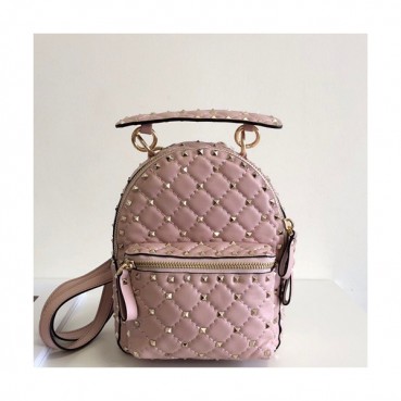 Valentino 2019 Leather Garavani Ruckstud Spike Mini Back Pack ,20.5CM - 발렌티노 2019 레더 가라바니 락스터드 스파이크 미니 백팩,VTB0226,20.5CM,핑크