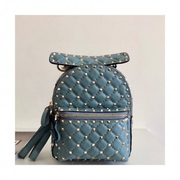 [파격특가]Valentino 2019 Leather Garavani Ruckstud Spike Mini Back Pack ,20.5CM - 발렌티노 2019 레더 가라바니 락스터드 스파이크 미니 백팩,VTB0225,20.5CM,연블루
