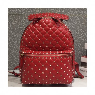 Valentino 2019 Leather Ruckstud Large Back Pack ,33CM - 발렌티노 2019 레더 락스터드 남여공용 라지 백팩,VTB0219,33CM,레드