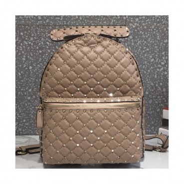 Valentino 2019 Leather Ruckstud Large Back Pack ,33CM - 발렌티노 2019 레더 락스터드 남여공용 라지 백팩,VTB0218,33CM,다크베이지