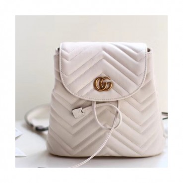 Gucci Marmont Matlase Women Leather Back Pack,19CM - 구찌 마몬트 마틀라세 여성용 가죽 백팩 528129,GUB0390,19CM,화이트
