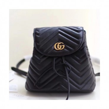 Gucci Marmont Matlase Women Leather Back Pack,19CM - 구찌 마몬트 마틀라세 여성용 가죽 백팩 528129,GUB0379,19CM,블랙
