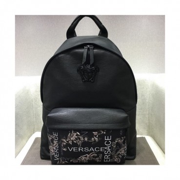 Versace 2019 Leather Back Pack,41CM - 베르사체 2019 레더 남성용 백팩 ,VERB0052,41CM,블랙