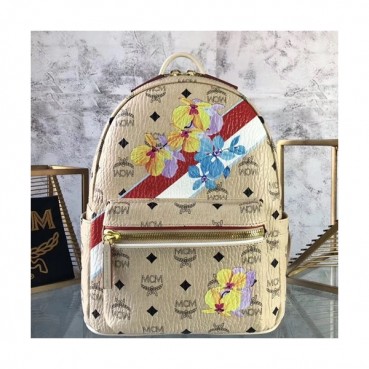MCM Visetos Leather Back Pack,26cm - 엠씨엠 비세토스 레더 남여공용 백팩 MCMB0077, 26cm,베이지