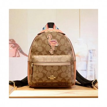 Coach Hawaii Patch Logo Mini Charlie Back Pack,19cm - 코치 하와이 패치 로고 미니 찰리 백팩 , 28948,COAB0109,19cm,브라운