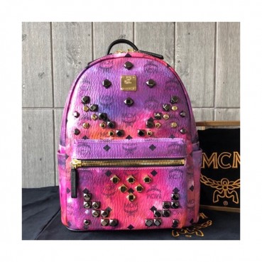MCM Visetos Stark Leather Back Pack,21/26/34cm - 엠씨엠 비세토스 스타크 레더 남여공용 백팩 MCMB0044, 21/26/34cm,핑크퍼플