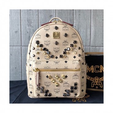 MCM Visetos Stark Leather Back Pack,21/26/34cm - 엠씨엠 비세토스 스타크 레더 남여공용 백팩 MCMB0041, 21/26/34cm,베이지