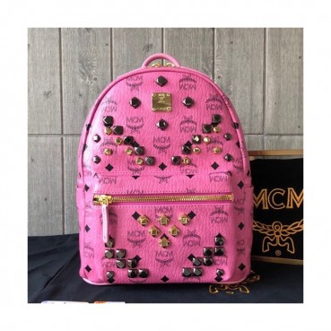 MCM Visetos Stark Leather Back Pack,21/26/34cm - 엠씨엠 비세토스 스타크 레더 남여공용 백팩 MCMB0039, 21/26/34cm,핑크