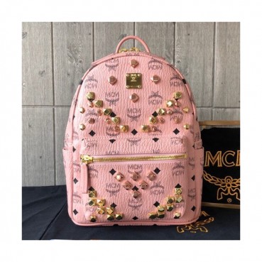 MCM Visetos Stark Leather Back Pack,21/26/34cm - 엠씨엠 비세토스 스타크 레더 남여공용 백팩 MCMB0038, 21/26/34cm,연핑크