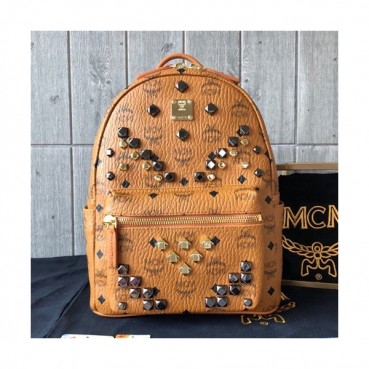 MCM Visetos Stark Leather Back Pack,21/26/34cm - 엠씨엠 비세토스 스타크 레더 남여공용 백팩 MCMB0034, 21/26/34cm,브라운