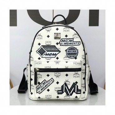MCM Visetos Victory Patch Stark Leather Back Pack,26/34cm - 엠씨엠 비세토스 빅토리 패치 스타크 레더 백팩 MCMB0021, 26/34cm,화이트