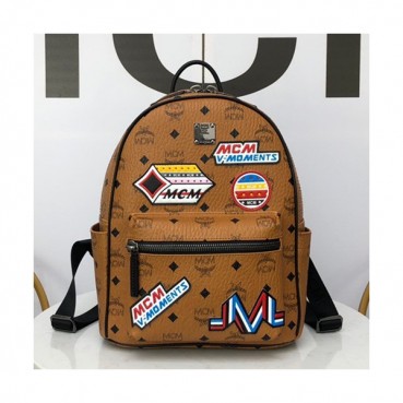 MCM Visetos Victory Patch Stark Leather Back Pack,26/34cm - 엠씨엠 비세토스 빅토리 패치 스타크 레더 백팩 MCMB0020, 26/34cm,브라운