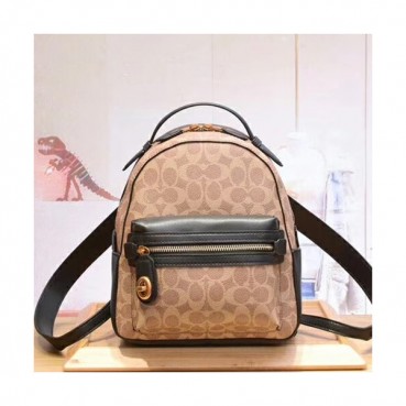 Coach Leather Back Pack,23cm - 코치 레더 여성용 백팩, COAB0065,23cm,브라운+블랙