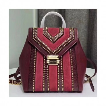 Michael Kors Leather Whitney Back Pack, 24CM - 마이클 코어스 레더 위트니 백팩 ,MKB0038, 24CM,레드