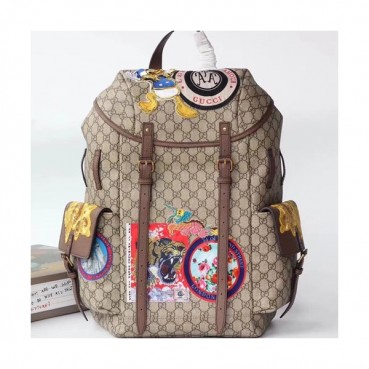 Gucci GG Supreme Patch Back Pack,32CM - 구찌 GG 수프림 패치 남여공용 백팩,GUB0130,32cm,브라운