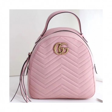 Gucci Marmont Matlase Women Leather Back Pack,22.5CM - 구찌 마몬트 마틀라세 여성용 가죽 백팩 476671, GUB0091,22.5CM,연핑크