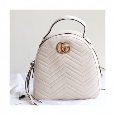 Gucci Marmont Matlase Women Leather Back Pack,22.5CM - 구찌 마몬트 마틀라세 여성용 가죽 백팩 476671, GUB0089,22.5CM,화이트