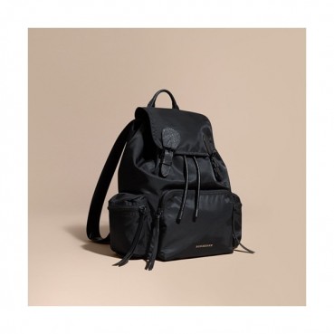[버버리] 라지 테크니컬 나일론 가죽 럭색 블랙 40154791 남성용 백팩 - bu0001b Burberry Large Technical Nylon Black Mens Back Pack