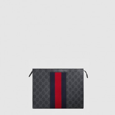 구찌 남성 GG 수프림 캔버스 웹 파우치 - Gucci Mens GG Supreme Canvas Web Pouch 