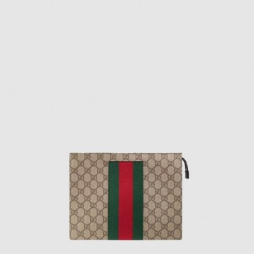 구찌 남성 GG 수프림 캔버스 웹 파우치 - Gucci Mens GG Supreme Canvas Web Pouch 