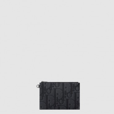 디올 남성 맥시 오블리크 자카드 A5 파우치 - Dior Mens Maxi Oblique Jacquard A5 Pouch 