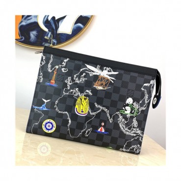 [루이비통]Louis Vuitton 2021 Men's Leather Pouch,27cm,M40205,LOUB2382 - 루이비통 2021 남성용 레더 파우치,27cm,블랙