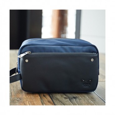 Fendi 2019 Nylon&Leather Bag Bugs Pouch Hand Bag,24CM - 펜디 2019 나일론&레더 남성용 백버그 파우치 핸드백  FENB0225,24CM,네이비
