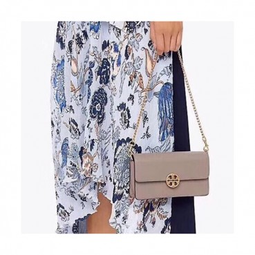 Tory Burch Leather Gray Chelsea Chain Pouch Shoulder Bag,19cm - 토리버치 레더 그레이 첼시 체인 파우치 숄더백 TBB0025,19cm