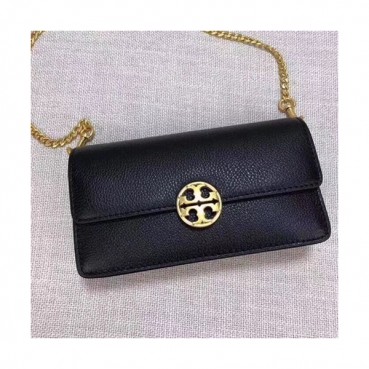 Tory Burch Leather Black Chelsea Chain Pouch Shoulder Bag,19cm - 토리버치 레더 블랙 첼시 체인 파우치 숄더백 TBB0023,19cm