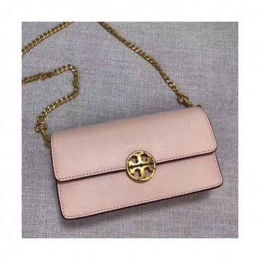 Tory Burch Leather Pink Chelsea Chain Pouch Shoulder Bag,19cm - 토리버치 레더 핑크 첼시 체인 파우치 숄더백 TBB0022,19cm