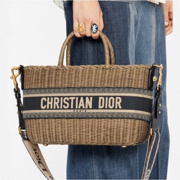 디올 여성 네이비 라탄 백 - Dior Womens Navy Bucket Bag 