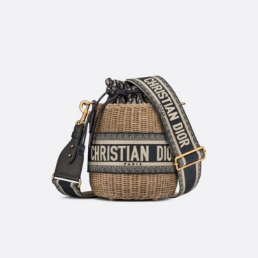 디올 여성 네이비 라탄 백 - Dior Womens Navy Bucket Bag 