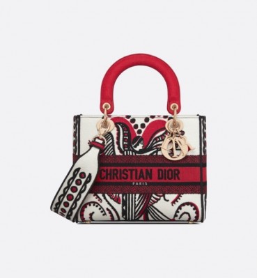 디올 여성 레드 레이디 백 - Dior Womens Red Lady Bag 