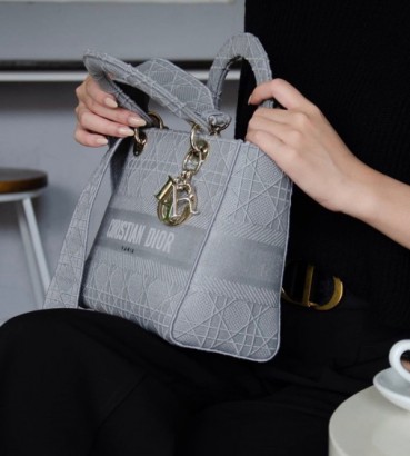 디올 여성 그레이 레이디백 - Womens Gray Shoulder Bag 