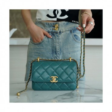 [럭셔리한]Chanel 2021 Women's Leather Cross Bag,19cm,CHAB1710 - 샤넬 2021 여성용 레더 크로스백,19cm,그린