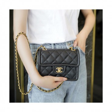 [모던한]Chanel 2021 Women's Leather Closs Bag/Shoulder Bag,19cm,CHAB1695 - 샤넬 2021 여성용 레더 크로스백/숄더백,19cm,블랙