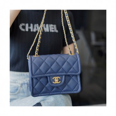 [모던한]Chanel 2021 Women's Leather Closs Bag/Shoulder Bag,19cm,CHAB1694 - 샤넬 2021 여성용 레더 크로스백/숄더백,19cm,네이비
