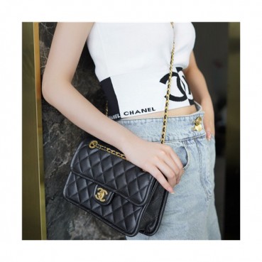 [모던한]Chanel 2021 Women's Leather Closs Bag/Shoulder Bag,25cm,CHAB1693 - 샤넬 2021 여성용 레더 크로스백/숄더백,25cm,블랙