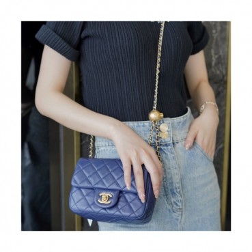 [럭셔리한]Chanel 2021 Women's Classic Flap Glod Ball Closs Bag/Shlouder Bag,18cm,CHAB1684 - 샤넬 2021 여성용 클랙식 플랩 골드볼 크로스백/숄더백,18cm,네이비