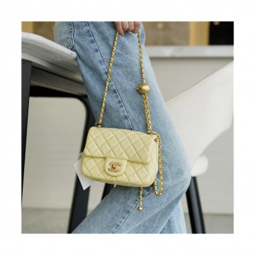 [럭셔리한]Chanel 2021 Women's Classic Flap Glod Ball Closs Bag/Shlouder Bag,18cm,CHAB1683 - 샤넬 2021 여성용 클랙식 플랩 골드볼 크로스백/숄더백,18cm,옐로우