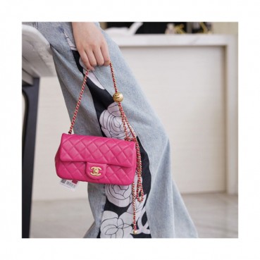[럭셔리한]Chanel 2021 Women's Classic Flap Glod Ball Cross Bag/Shlouder Bag,20cm,CHAB1681 - 샤넬 2021 여성용 클랙식 플랩 골드볼 크로스백/숄더백,20cm,핑크