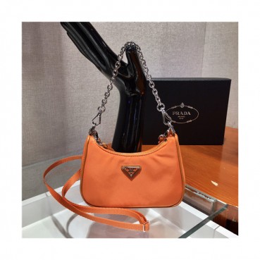 [프라다]Prada 2021 Women's Mini Nylon Hobo Bag,15cm,PRAB0408 - 프라다 2021 여성용 미니 나일론 호보백,15cm,오렌지