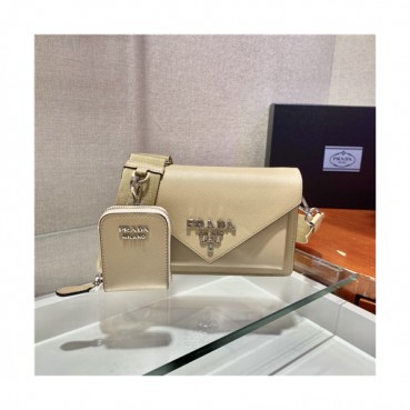 Prada 2021 Women's Leather Cross Bag,20cm,1BP020,PRAB0399 - 프라다 2021 여성용 레더 크로스백,20cm,베이지